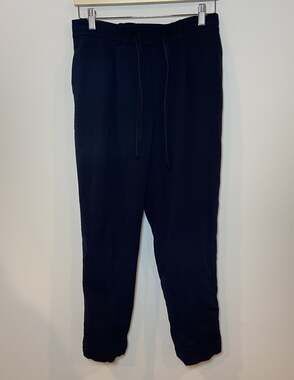 Vince Pants Viscose Pull On Tie Waist Straight Leg Navy Blue Medium M
